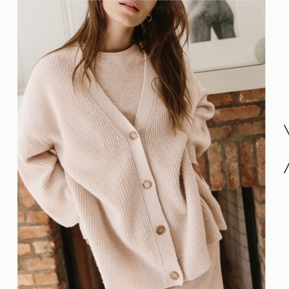 Jenni Kayne 100% Cashmere Cocoon Cardigan Sweater Oatmeal XS